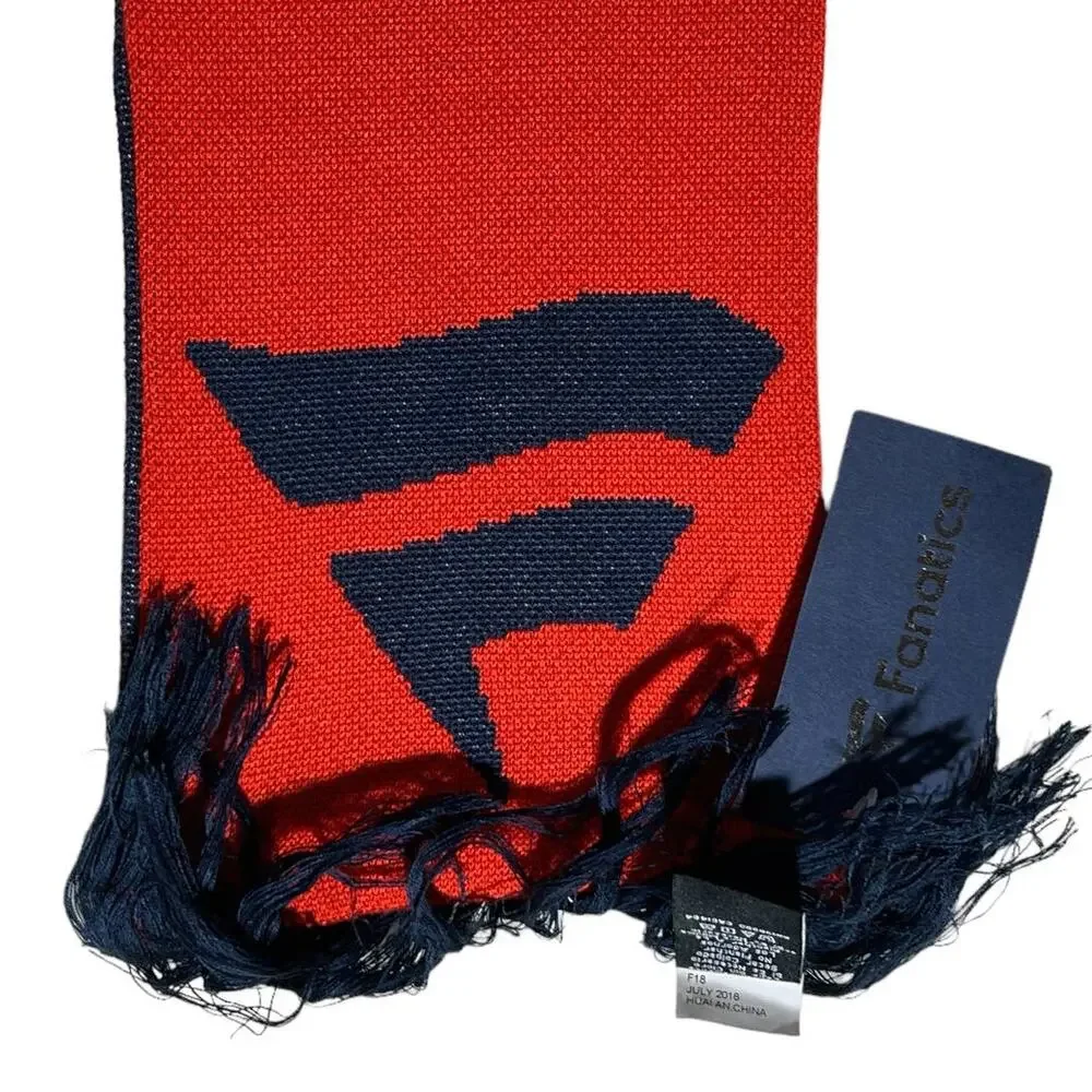 Fanatics Unisex Soft Fringed Color Block Winter Scarf Navy Blue Red 59 X 6.5